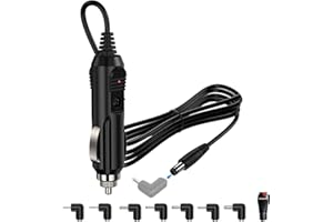 HECHOBO 12V 2A Car Charger, Universal Power Cord 5.5x2.1mm to Cigarette Lighter with 8 Connector for DVD Player, Snailax Seat Cushion, DBPOWER, Sylvania,Spectra S1 S2 Breast Pump,Camera and more, 6.6ft