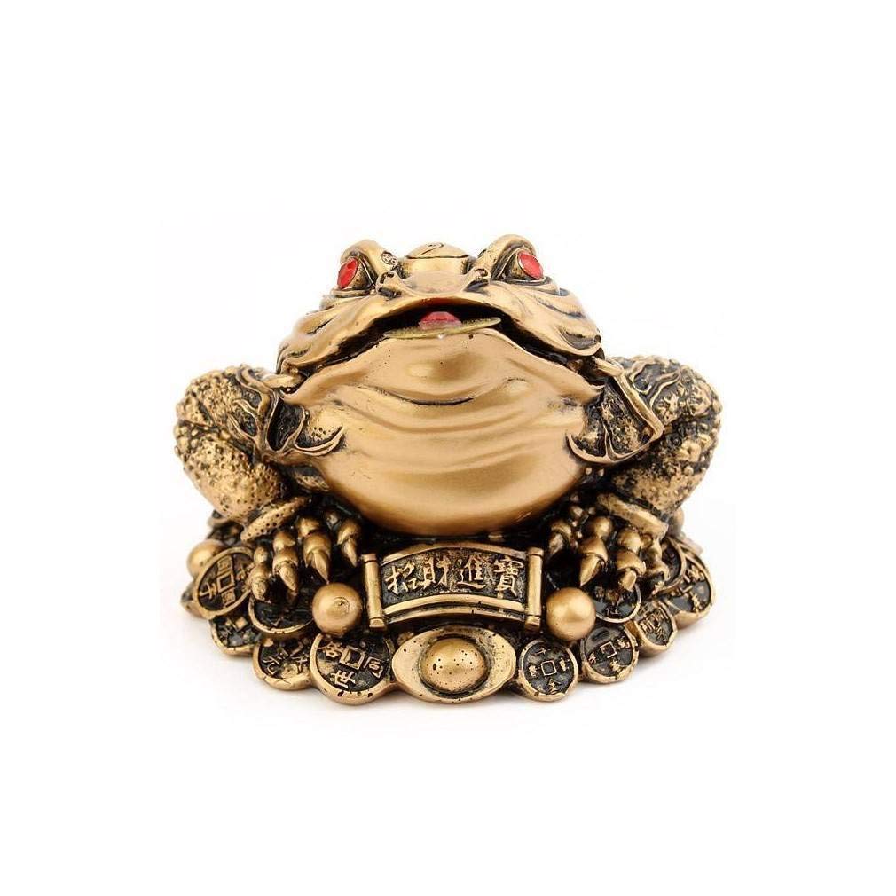 Lachineuse - Feng Shui Fortune Tow XXL - Golden 3-legged Tow - 15.5 x 18 x 5 cm - Asian Decoration - Original China Asia Gift Idea - Lucky Frog Figurine Gold