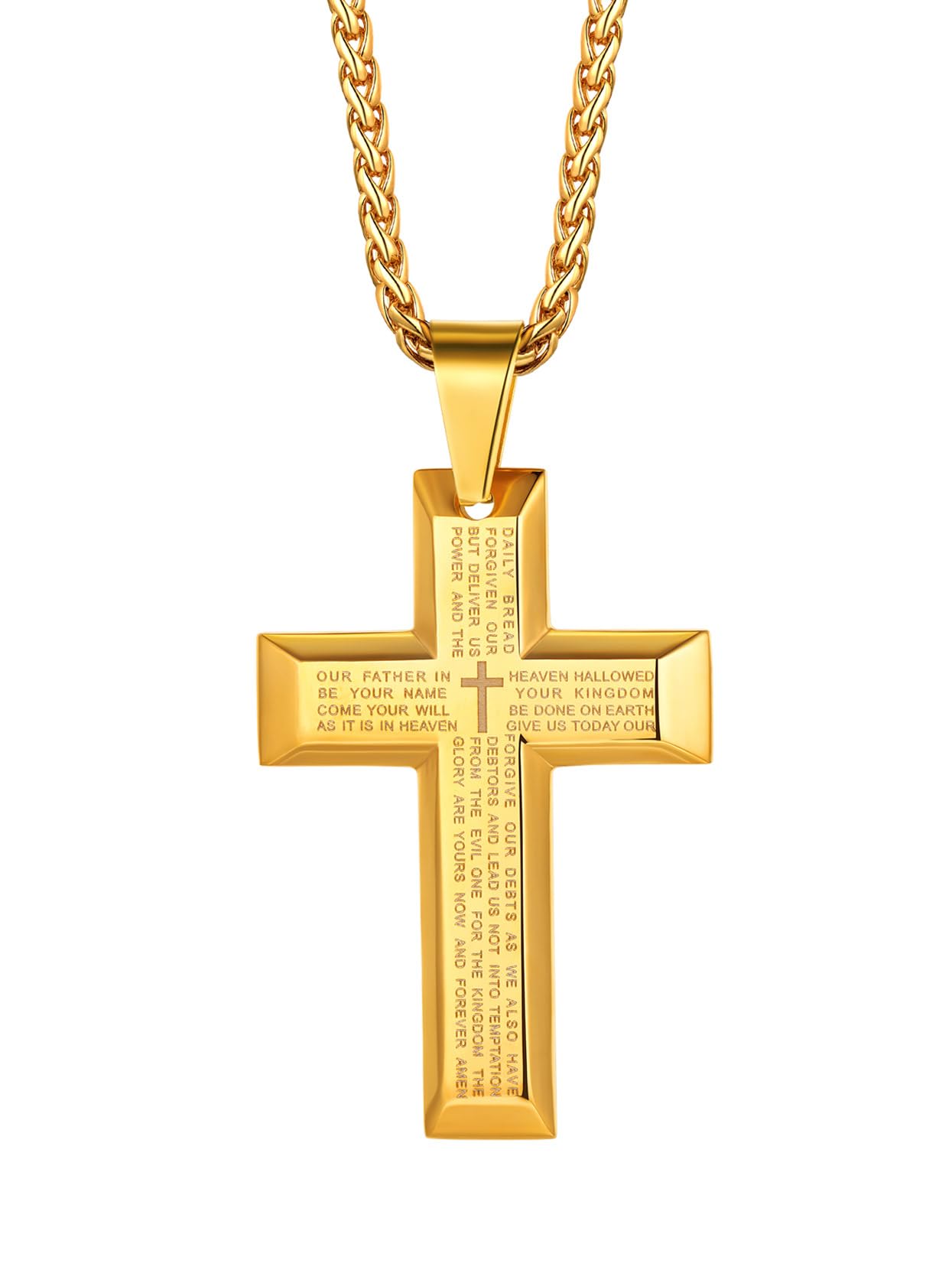 Richsteel Bible Pendant Mens Necklaces Gold Crucifix Necklace Chains Jesus Cross Chain For Men Women