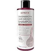 Lemcuh Hair Growth Shampoo for Thinning Hair & Oily Scalp – Onion, Biotin & Caffeine Shampoo for Scalp Care – Gentle Daily Cleansing with Tea Tree & Rosemary, Sulfate Free Formula 12.5Fl Oz