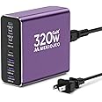 Aluminum Alloy USB C Charger Block Fast GaN Charging Station for Multiple Devices, Dual 65W USB C Laptop Charger for MacBook Pro/Air/iPad Pro/iPhone (Purple)