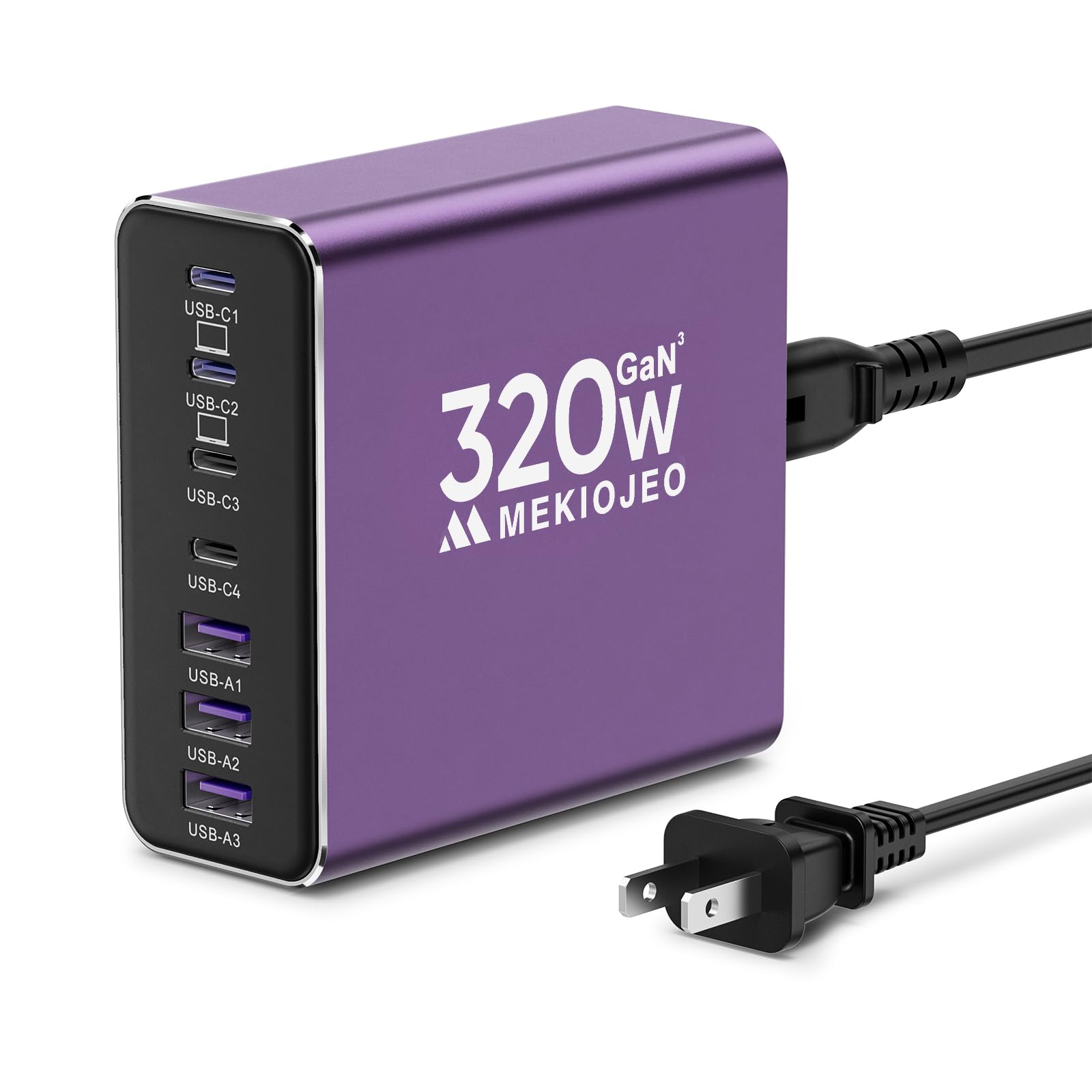 Photo 1 of Aluminum Alloy USB C Charger Block Fast GaN Charging Station for Multiple Devices, Dual 65W USB C Laptop Charger for MacBook Pro/Air/iPad Pro/iPhone (Purple)