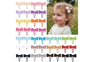 Ruyaa Hair Clips, 40-Pack Premium Quality Lightweight Hair Bows Snap Clips in 20 Colors, Baby Barrettes, Hair Pins, Hair Bows for Pigtails, Hair Accessories for Kids Children