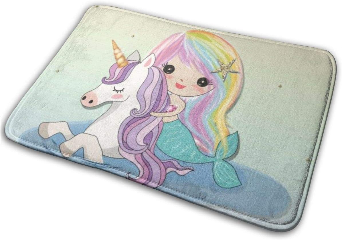 Amazon Com Bath Mat Unicorn And Mermaid Memory Foam Bath Mats Non Slip Soft Absorbent Bath Rugs Rubber Back Runner Mat For Kitchen Bathroom Floors 15 7 X 23 5 White Home Kitchen
