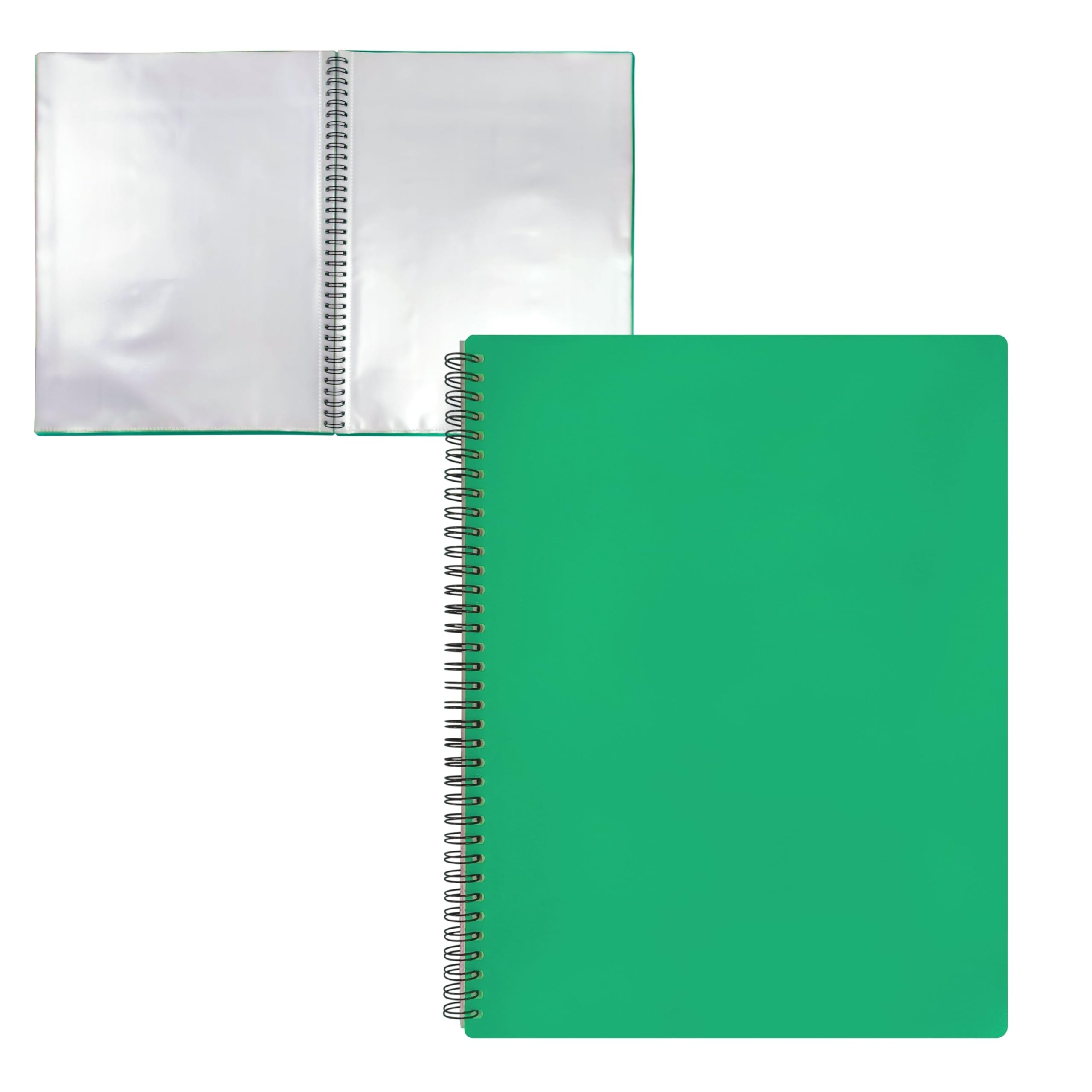 RAYLU PAPER - File Folder with Clear A4 Plastic Sleeves and Durable Opaque Polypropylene Cover Document Folder with Sleeves for School and Office (40 Pockets, Green)