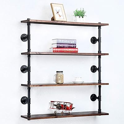 Buy Industrial Pipe Shelf Wall Mounted Steampunk Real Wood Book Shelves 4 Tier Rustic Metal Floating Shelves Wall Shelving Unit Bookshelf Hanging Wall Shelves Farmhouse Kitchen Bar Shelving 36in Online In Turkey B08qvjzhm5