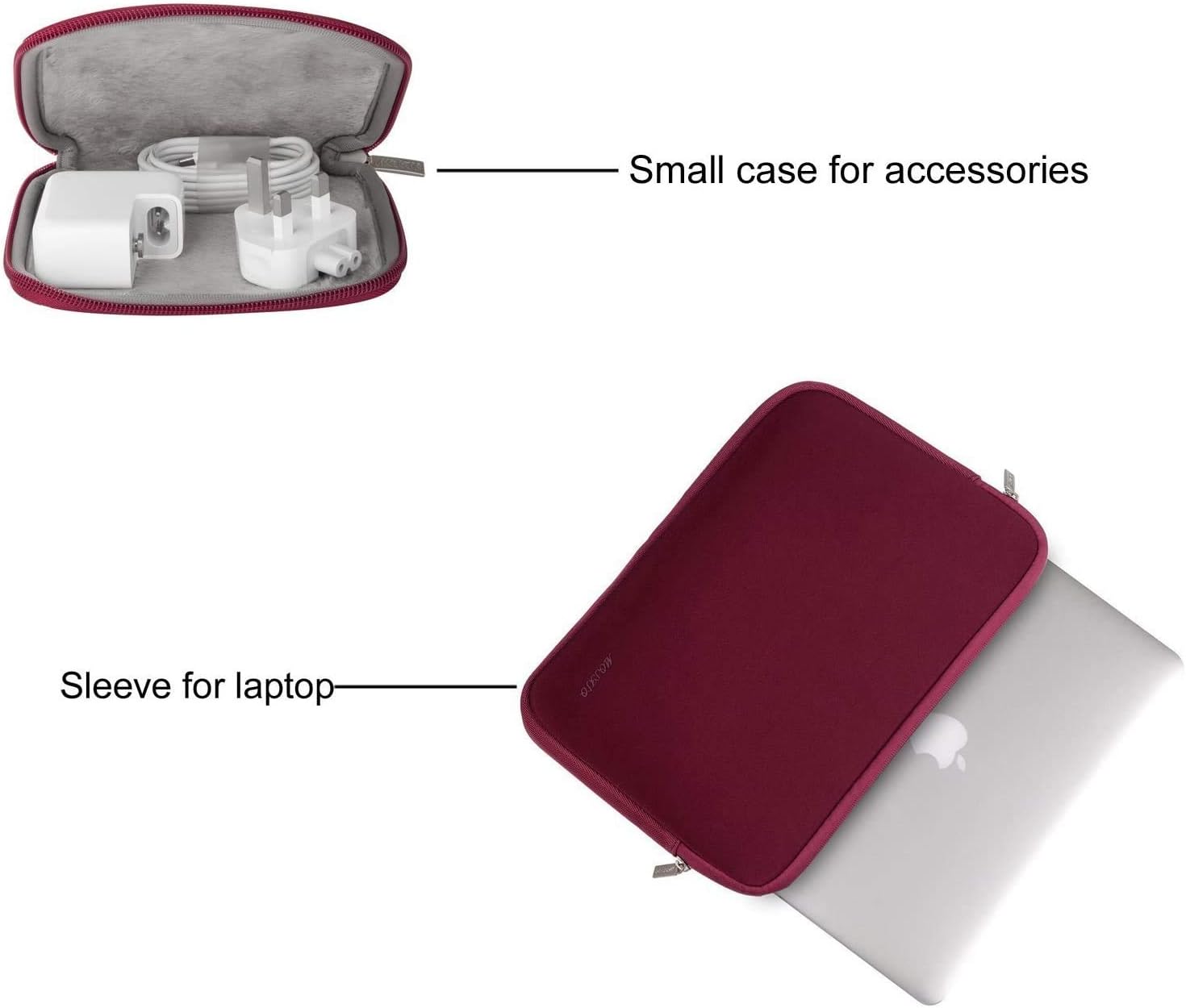 MOSISO Laptop Sleeve Compatible with 13-13.3 inch MacBook Pro, MacBook Air, Notebook Computer, Water Repellent Neoprene Bag with Small Case, Wine Red: Computers & Accessories