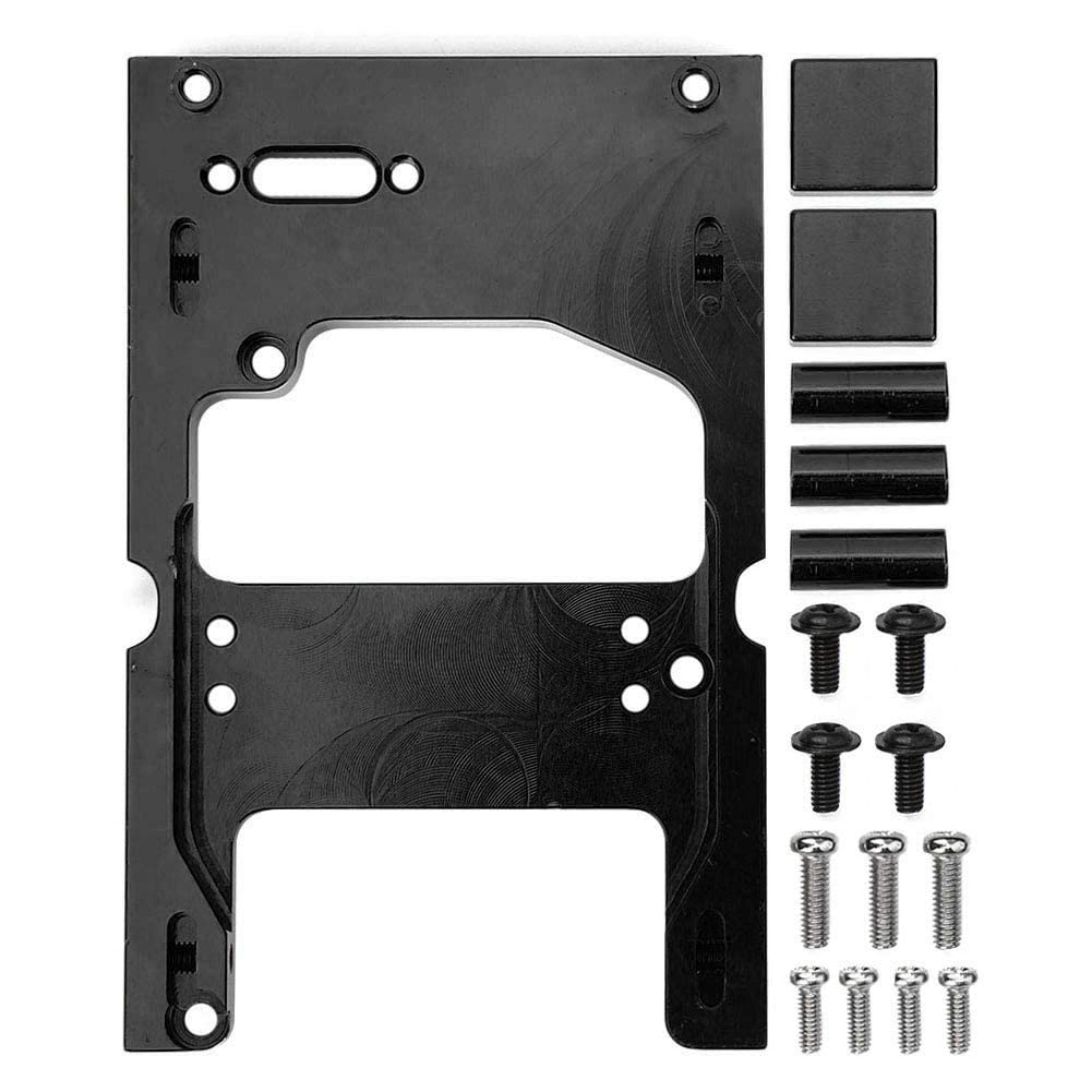 Drfeify 1/16 Scale RC Car Steering Engine Servo Fixing Base Vehicles Spare Mount Bracket Fit for WPL System Parts(Black)