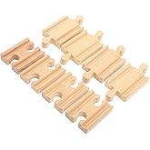 8pcs Wooden Train Tracks Expansion Set - Double Groove & Double Convex Design, Compatible with Most Railway Sets, Assorted Co