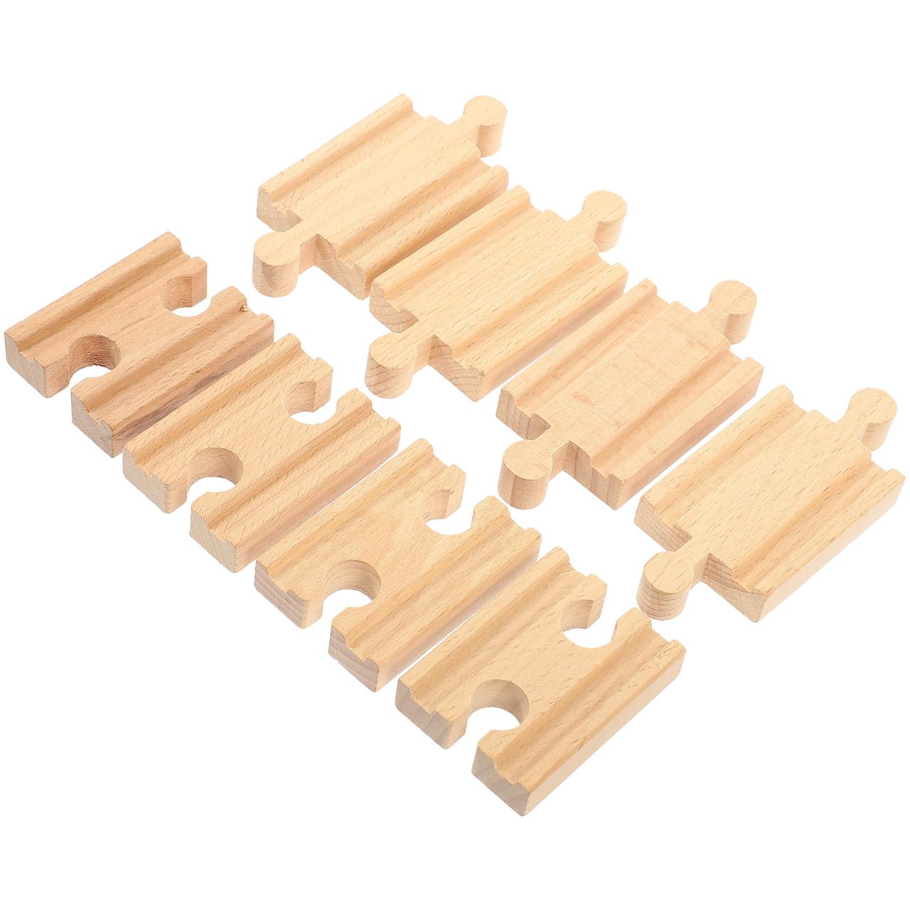 ibasenice Wooden Train Track, 8Pcs Wooden Train Bridges Connectors Adapters Toy Railroad Sets Train Expansion Accessories