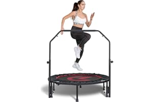 Pelpo 38"/40"/45" Folding Mini Trampoline,Exercise Trampoline with Adjustable, Rebounder Trampoline for Adults Fitness, Indoor Trampoline for Bounce Workout Max Load 330lbs