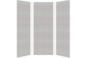 Transolid SWK363696-27 SaraMar Glue 3-Piece Shower Wall Kit, Grey Beach, 36-in L x 36-in W x 96-in H
