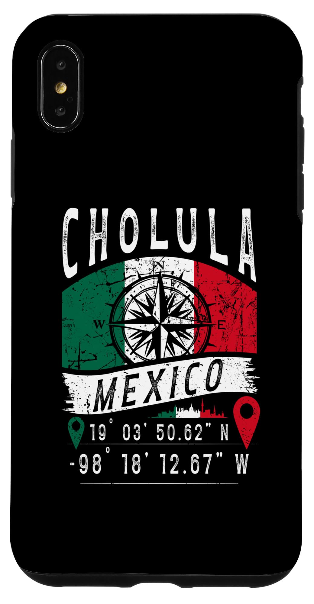 iPhone XS Max Cholula Mexico Flag GPS Coordinates Of Cholula Case