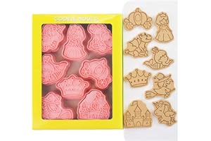 MayeBridge Unicorn Cookie Cutter Set, 8pcs Plastic Cookie Mould Set, Princess Castle, Mermaid, Witch, Dragon, Crown, Pumpkin 