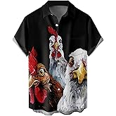 Ecosunny Hawaiian Shirts for Men Short Sleeve Printed Bowling Casual Button Down Collar Beach Shirt