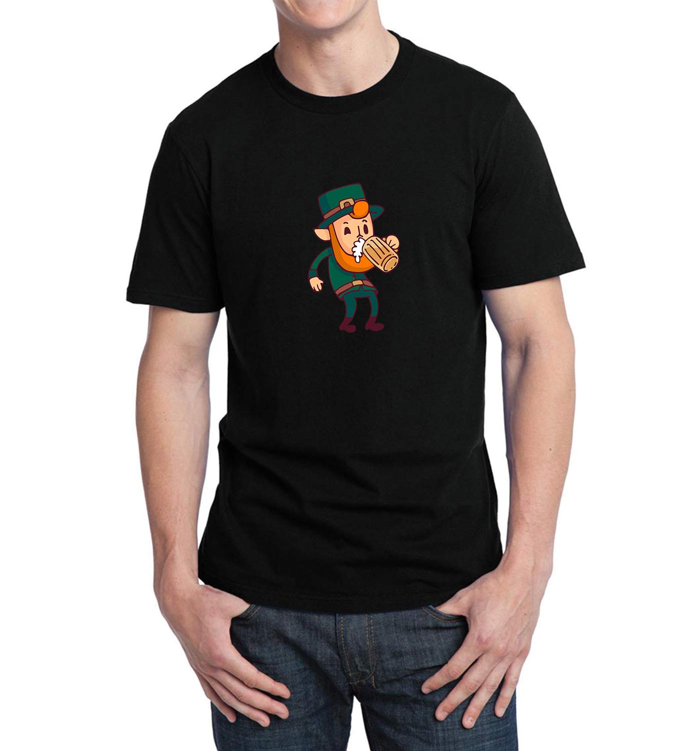 Lumashirts Irish Man Drinking Beer 004090 T Shirt Birthday For Him Md Man Black