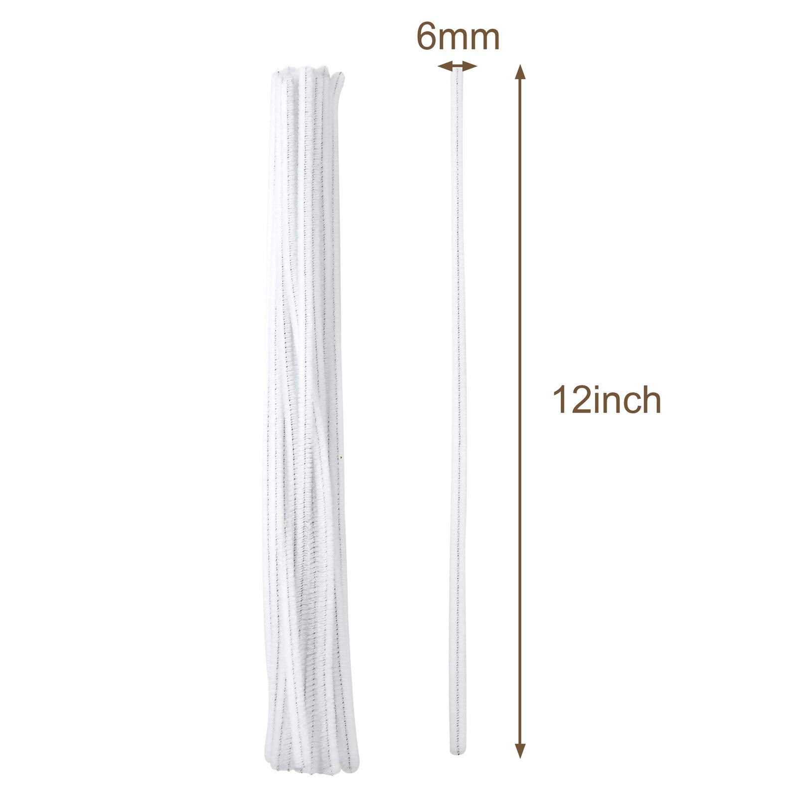 Caydo 200 Pieces White Pipe Cleaners Craft Chenille Stems for DIY Art Creative Crafts Party Decorations (12 Inch x 6 mm)