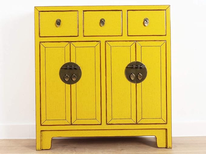 Yajutang chinesische Kommode 25 cm Tief Orientalisch/Asiatisch Stil gelb