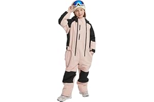 SNBOCON Kids Girls Boys One Piece Snowsuits Ski Suits High Collar Hood Double Zipper Jumpsuits Winter Waterproof Jackets