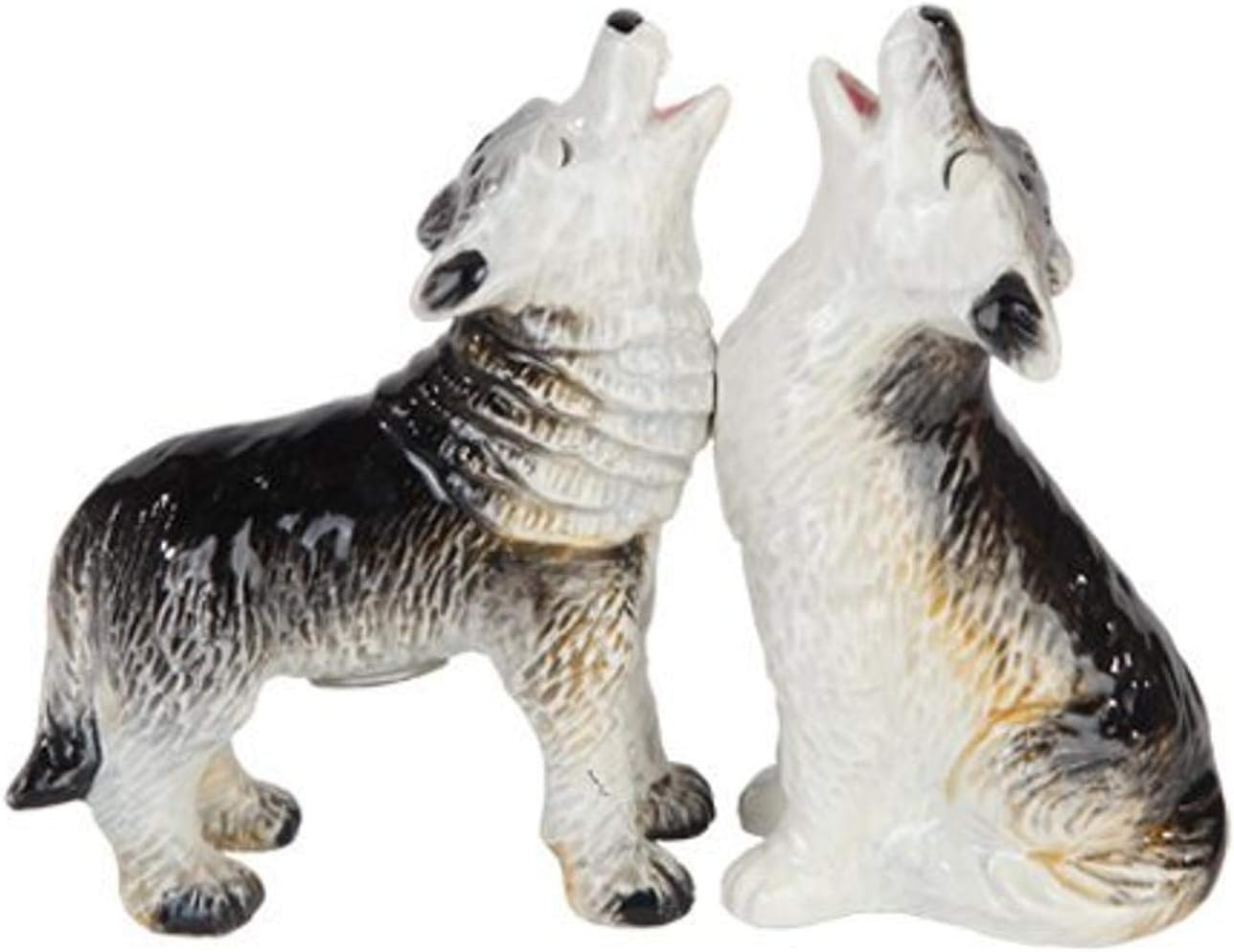 Pacific Trade SS-PTC-9870, 3.75 Inch Howling Wolves Magnetic Salt and Pepper Shakers Kitchen Set, Multi-Colored, 3.75"