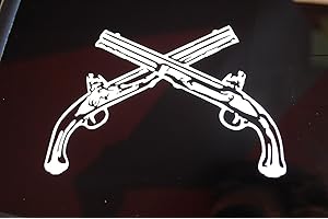 FIVE STAR GRAPHICS Military Police Sticker Vinyl Decal Choose Color & Size!! MP Crossed Pistols Army Insignia Military Car Window Laptop Tumbler (V305) (5" X 3.5", White)