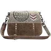 Myra Bag Womens Canvas Purse - Leather and Canvas Bags for Women with Fabric Body, Aesthetic Cloth Handbags for Work, College