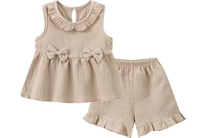 Summer Toddler Girl Clothes Baby Girl Ruffle Sleeveless Shirt with Buttons Bow Bloomers Shorts Set Cute Wedding Outfits