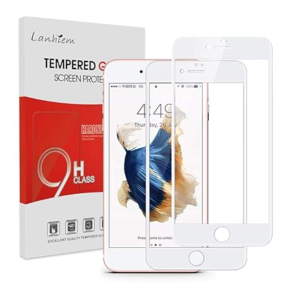 Lanhiem Panzerglas Schutzfolie für iPhone 6 / iPhone 6S, [Vollständige Abdeckung] Blasenfrei Anti-Kratzer 9H Härtegrad Displa