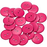 HARFINGTON 20pcs Resin Sewing Button, 25mm (1-inch) 2 Holes Round Craft Decorative Buttons for Coat, Clothes Holiday Decoration, Rose Red