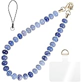 CH.YISHI Handmade Natural Stone Beaded Charm Cell Phone Camera Lanyard, Hands-Free Wrist Strap, Phone Chain Keychain String