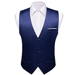 Barry.Wang Mens Dark Blue Suit Vest Bow Tie Set