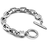 Dankadi Punk Men & Woman Solid Silver Bracelet Jewelry 925 Sterling Silver Rolo Chain 10MM 7 "8" 9 "10" Charm Lock Bangle Hip Hop Accessories