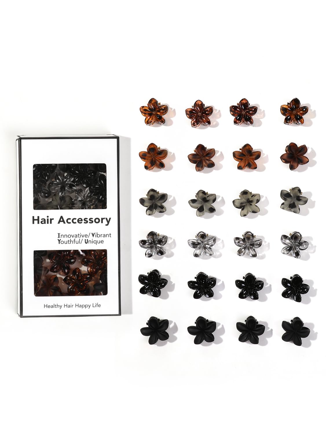 Photo 1 of 24 Small Hair Clips for Women Girls - Non-Slip Grip&Tangle-Free,Durable Plastic Mini Claw Clips (Tortoise & Black) for Thin/Medium Hair