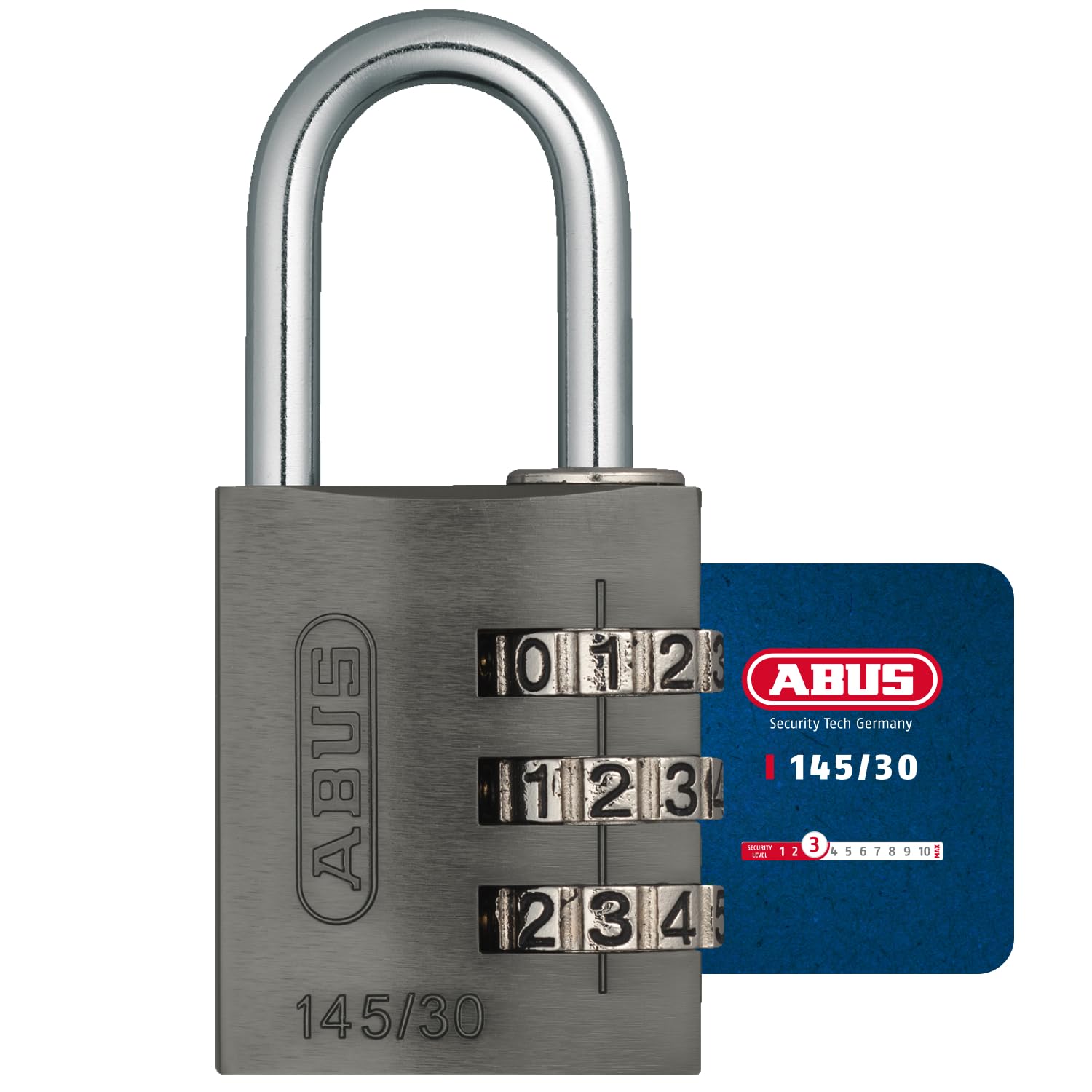 Padlock combination aluminum 30mm titanium
