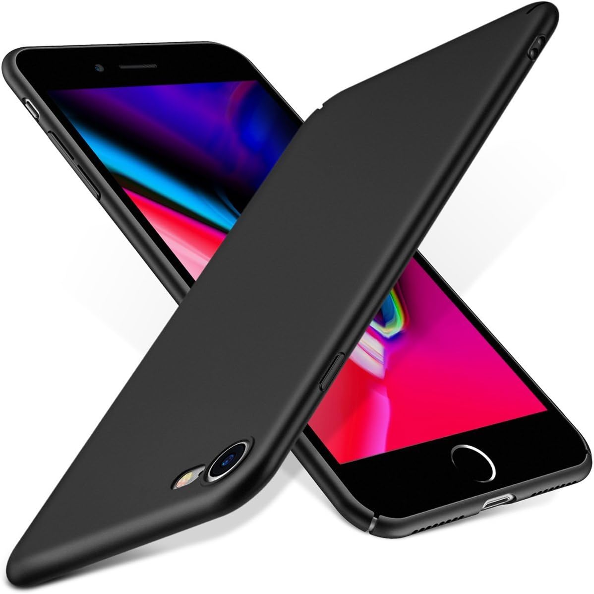 Apple iPhone 8 Case, iPhone 7 Case, Aipoxo Slim Fit Shell Hard Ultra Thin Mobile Phone Cover Case with Non Slip Matte Surfac for Apple iPhone 8 (2017)/iPhone 7 (2016) - Black (Black)