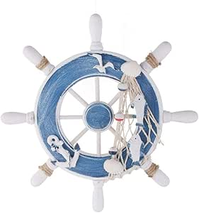 GDFS Volante de Barco de Madera Ancla de Red de Pesca Decoración