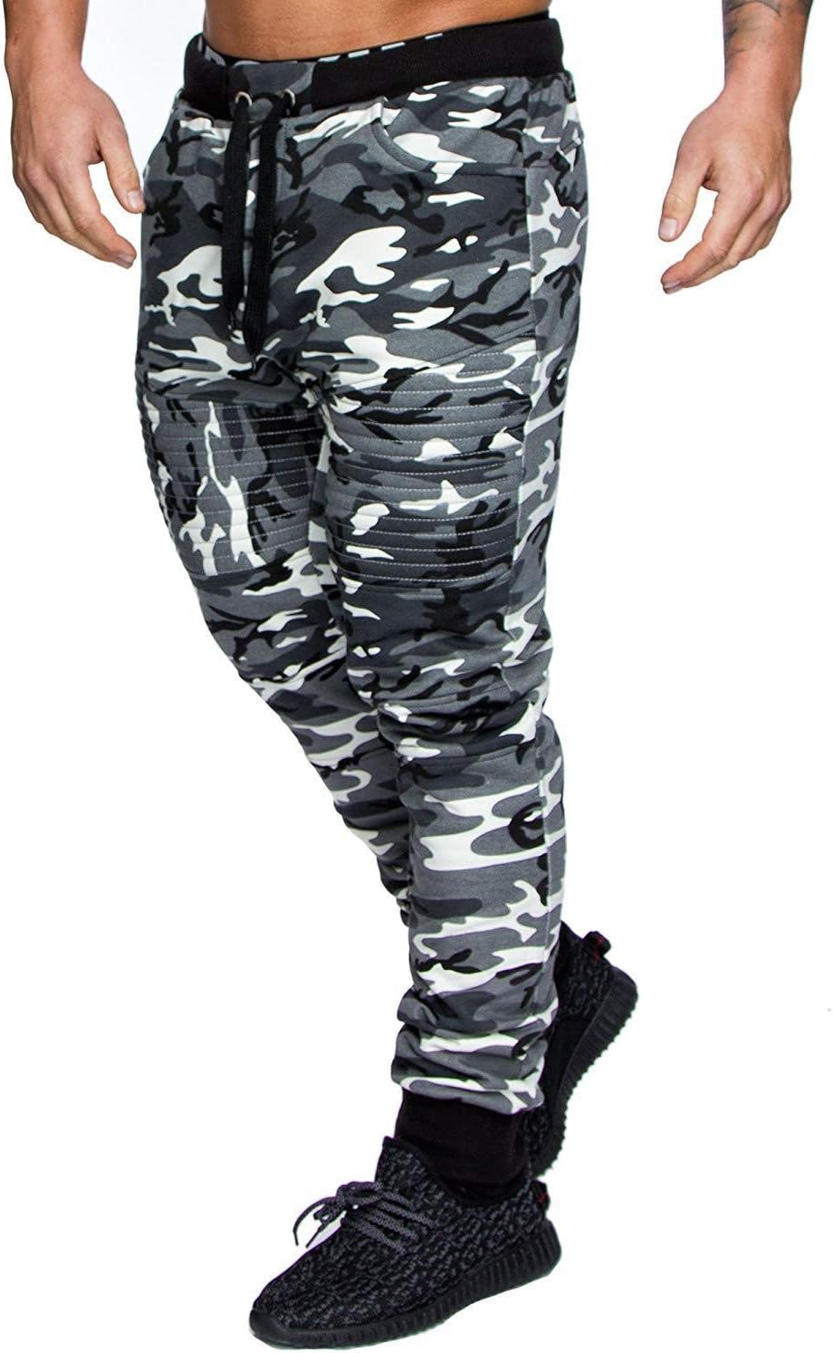 Mens Fleece Joggers Jogging Bottoms Trousers Camo Military Elasticated Tracksuit Joggers Gym