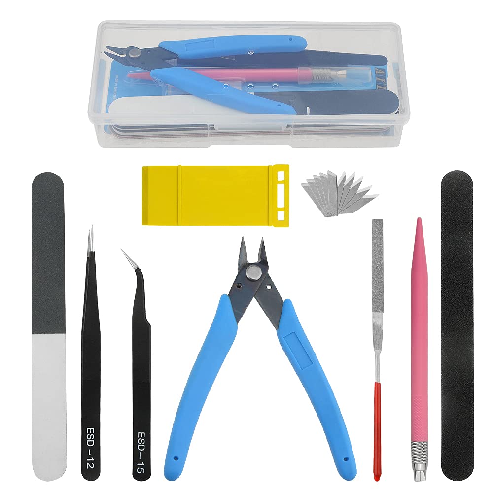 WMYCONGCONG 17 PCS Gundam Model Tools Kit Hobby Building Tools Kit for Modeler Basic Tools Craft Gundam Car Model Building Repairing