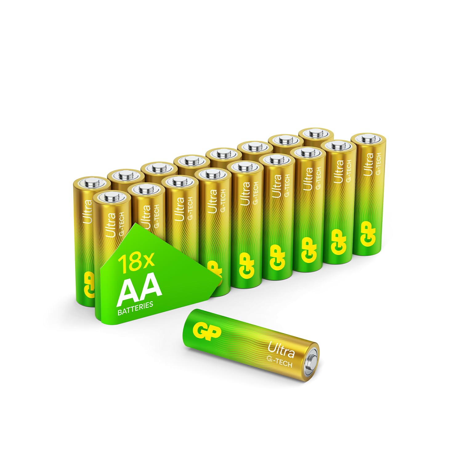 GP Batteries AA batteries AA pack of 18 Ultra Alkaline disposable double aa batteries 1.5v 10 year shelf life for toys fairy lights camera household applications LR6 Basic AA Battery Amazon exclusive