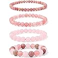 Vinswet 4pcs Beaded Bracelets for Women,Natural Healing Crystal Gemstones Bracelet,Anxiety Stress Relief Bracelet Handmade purple Jewelry Gifts for Women