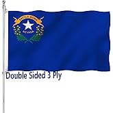 Nevada State Flag 3x5ft Double Sided Outdoor Heavy Duty Vivid Colors NV State Flags 3 Ply with Durable Canvas Header and Brass Grommets