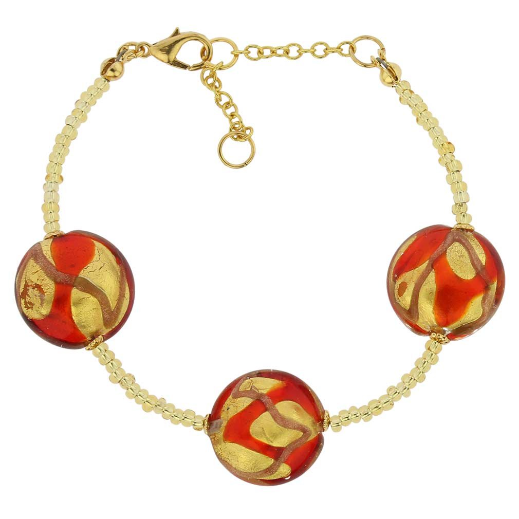 Glass Of Venice Murano Glass Royal Bracelet - Gold and Red