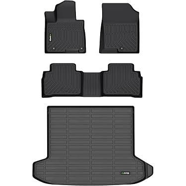 Motor Trend Beige Deep Dish All Weather 5-Piece Rubber Floor Mat Set - Includes Liners & Cargo Mat