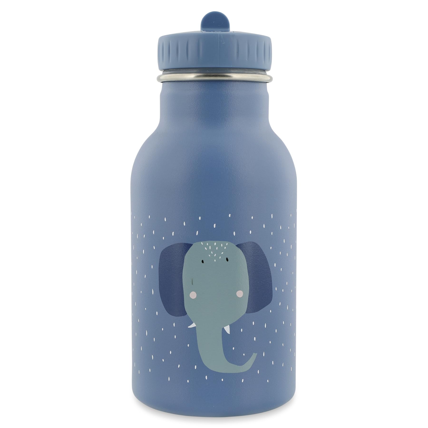 Trixie Insulated Drinking Bottle - Mrs. Elephant - 350ml Stainless Steel Water Bottle for Kids - Blue - Keeps Drinks Cold - Eco-Friendly and BPA-Free