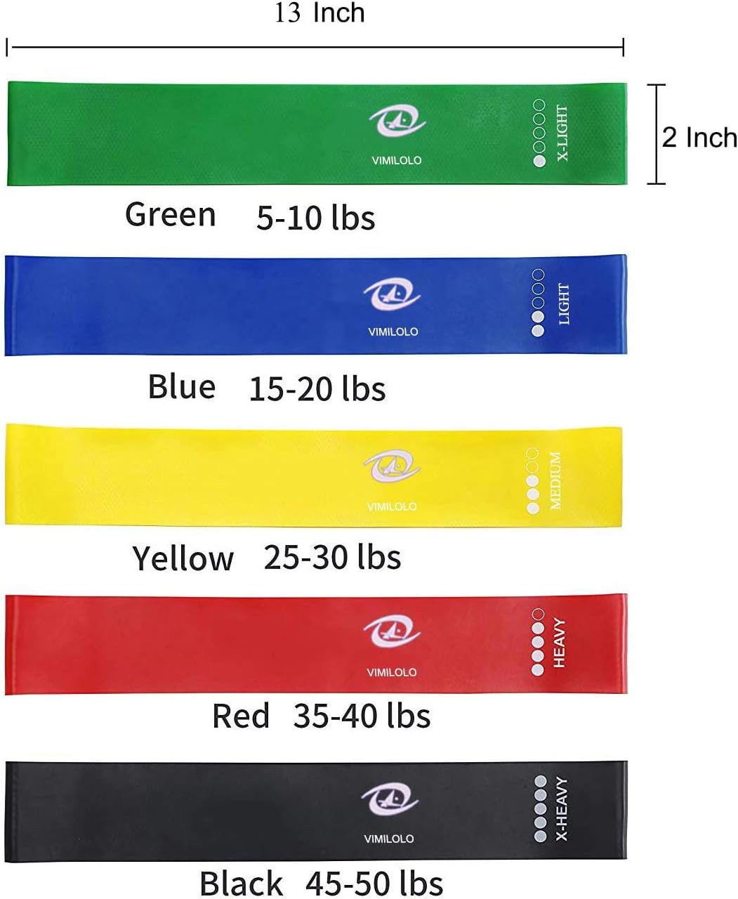 VIMILOLO Resistance Loop Exercise Bands with Instruction Guide, Home Fitness, Natural Latex Workout Bands for Legs and Butt Yoga and More 5 Set : Sports & Outdoors