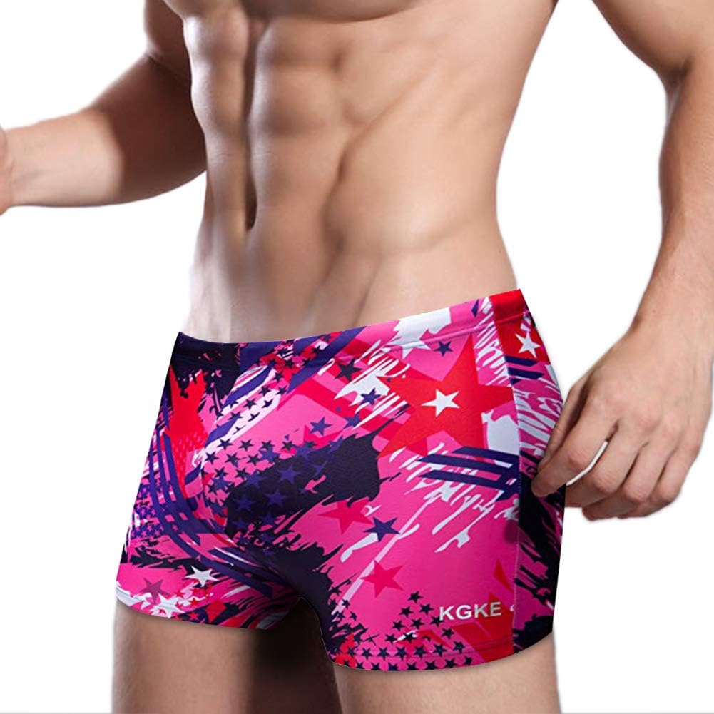 KGKE Men's Square Leg Short Swim Suit Swimsuit for PBT Fabric Shape Retention Quick Drying: Clothing