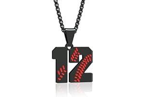 Suweibuke Inspiration Baseball Necklace - Stainless Steel Baseball Chain Number Pendant - Boys & Girls Gift