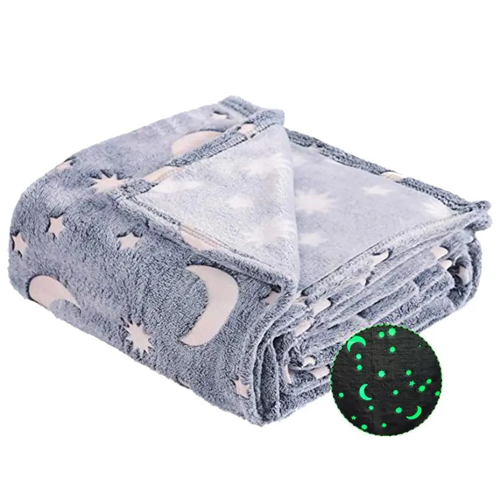 BAOJULONG Glow in The Dark Blanket, Cozy Soft Throw Blanket for Bed Couch Sofa, Luminous Blanket for Kids and Adults (29.5" x 39.3"(75 x 100 cm))
