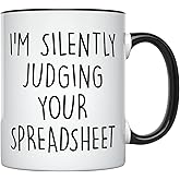 YouNique Designs Spreadsheet Mug, 11 Ounces, Accountant Cup, CPA Coffee Mug Funny Accountant Gifts Accountant Gag Gift (Black Handle)