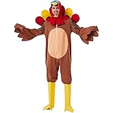 Ahititi Turkey Costume Adult Men Thanksgiving Outfit 4PCS Set Animal Funny Onesie Cosplay Party Halloween Plus Size Suit